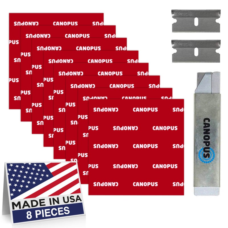 CANOPUS Mounting Square Tape Double Sided, Adhesive Pads Foam Tape, Made in USA, 5952 Roll, 8-PCs 3in x 3in Square Pack, with Box Cutter (1PC) and Razor Replacement (2PCs) - Image 1